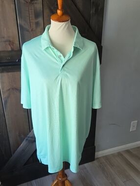 Grand Slam Mint Green Checkered Gingham Polo Shirt XXL
